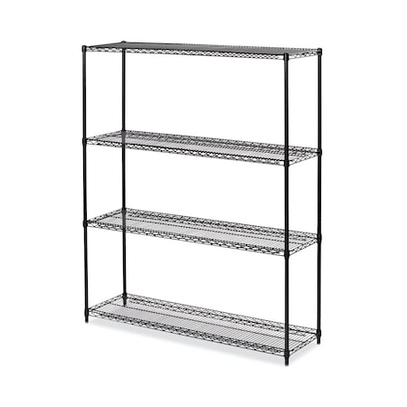 Alera Wire Shelving Unit, 18"D x 60"W x 72"H, 4 Shelves, Black Anthracite 4TIND6018BA